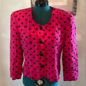 Vintage Christian Dior The Suit Pink Polka Dot Button Jacket